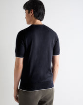 Men's Newquay Cotton Cashmere T-Shirt Navy Blue