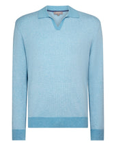 Men's Padstow Cotton Cashmere Polo Shirt Cornflower Blue