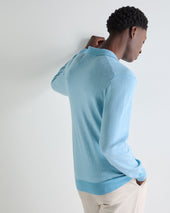 Men's Padstow Cotton Cashmere Polo Shirt Cornflower Blue