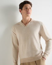 Men's Padstow Cotton Cashmere Polo Shirt Sandstone Brown