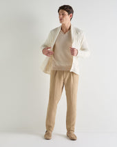 Men's Padstow Cotton Cashmere Polo Shirt Sandstone Brown