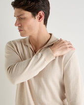 Men's Padstow Cotton Cashmere Polo Shirt Sandstone Brown