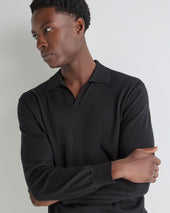 Men's Padstow Cotton Cashmere Polo Shirt Black