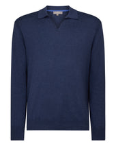 Men's Padstow Cotton Cashmere Polo Shirt Dark Denim Blue