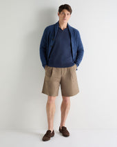 Men's Padstow Cotton Cashmere Polo Shirt Dark Denim Blue