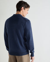 Men's Padstow Cotton Cashmere Polo Shirt Dark Denim Blue