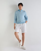 Men's Salcombe Jacquard Half Zip Cotton Cashmere Jumper Cornflower Blue