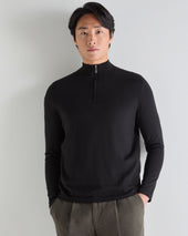 Men's Salcombe Half Zip Cotton Cashmere Jumper Black