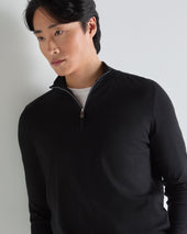 Men's Salcombe Half Zip Cotton Cashmere Jumper Black