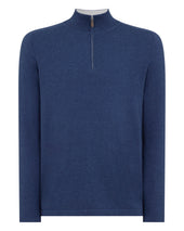 Men's Salcombe Half Zip Cotton Cashmere Jumper Dark Denim Blue
