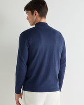 Men's Salcombe Half Zip Cotton Cashmere Jumper Dark Denim Blue