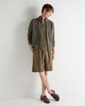 Men's Salcombe Half Zip Cotton Cashmere Jumper Khaki Green