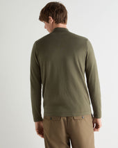 Men's Salcombe Half Zip Cotton Cashmere Jumper Khaki Green