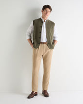Men's Penzance Cotton Cashmere Gilet Khaki Green