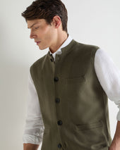 Men's Penzance Cotton Cashmere Gilet Khaki Green