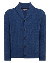 Men's Garrick Shawl Cable Cashmere Cardigan Bright Denim Blue
