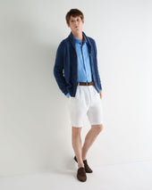 Men's Garrick Shawl Cable Cashmere Cardigan Bright Denim Blue