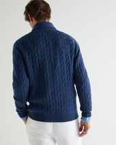 Men's Garrick Shawl Cable Cashmere Cardigan Bright Denim Blue