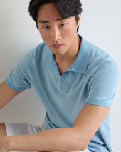 Men's Polo Cotton Cashmere T-Shirt Cornflower Blue