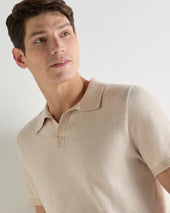 Men's Polo Cotton Cashmere T-Shirt Sandstone Brown