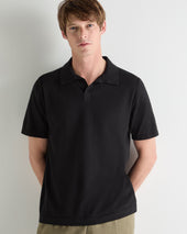 Men's Polo Cotton Cashmere T-Shirt Black