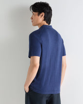 Men's Polo Cotton Cashmere T-Shirt Dark Denim Blue