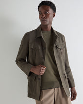 Men's Casablanca Linen Jacket Arabica Khaki Green
