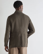 Men's Casablanca Linen Jacket Arabica Khaki Green