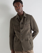 Men's Casablanca Linen Jacket Arabica Khaki Green