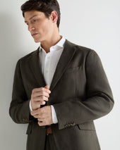 Men's Amalfi Linen Jacket Arabica Khaki Green