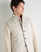 Men's Seville Linen Gilet Chalk White