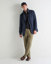 Men's Hampton Linen Blend Field Jacket Navy Blue Herringbone