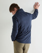 Men's Hampton Linen Blend Field Jacket Navy Blue Herringbone