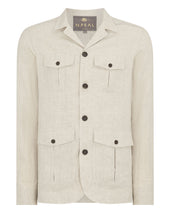 Men's Safari Linen Jacket Sand Brown