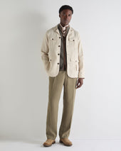 Men's Safari Linen Jacket Sand Brown