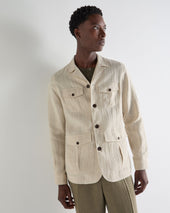 Men's Safari Linen Jacket Sand Brown
