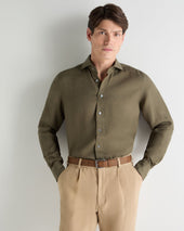 Men's Cannes Linen Shirt Khaki Green