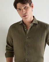 Men's Cannes Linen Shirt Khaki Green
