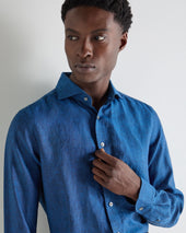 Men's Cannes Linen Shirt Petrol Blue