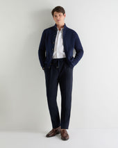 Men's Atrani Drawstring Cotton Trousers Navy Blue