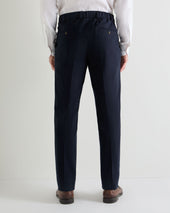 Men's Atrani Drawstring Cotton Trousers Navy Blue