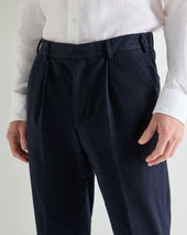 Men's Atrani Drawstring Cotton Trousers Navy Blue