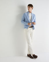 Men's Jermyn Cable Full Button Cashmere Cardigan Sea Mist Blue