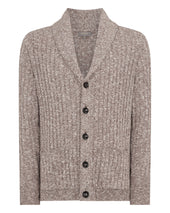 Men's Marl Shawl Cotton Blend Cardigan Brown Marl