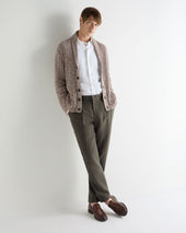 Men's Marl Shawl Cotton Blend Cardigan Brown Marl
