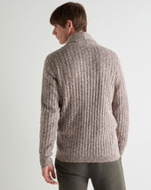 Men's Marl Shawl Cotton Blend Cardigan Brown Marl