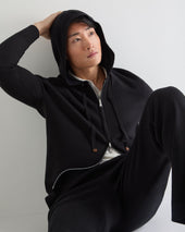 Men's Double Face Cotton Blend Hoodie Black