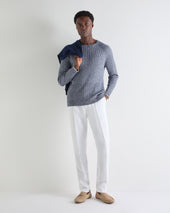 Men's Marl Cotton Cashmere Jumper Blue Marl