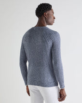 Men's Marl Cotton Cashmere Jumper Blue Marl