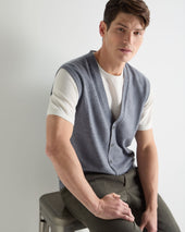 Men's Sleeveless Cashmere Tank Top Ash Grey